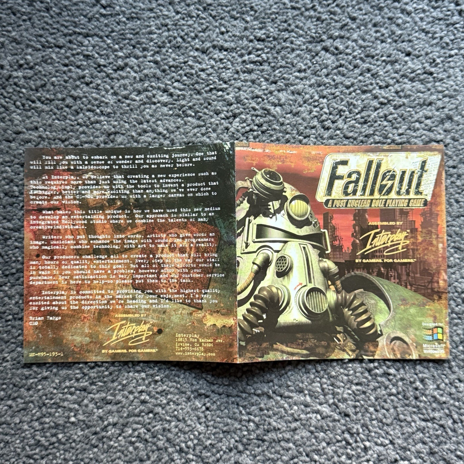 Fallout 1 (PC Windows) Interplay RPG CD-ROM Original Jewel Case 1997 RARE