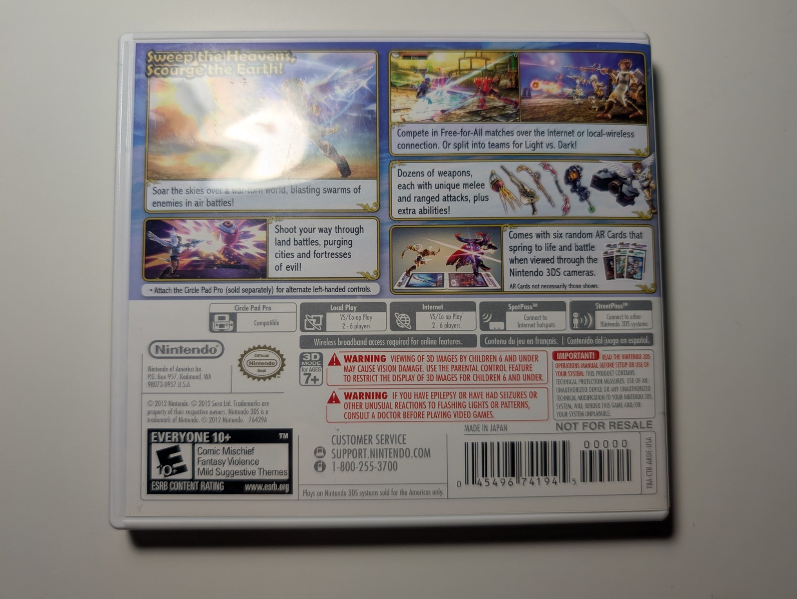 Kid Icarus Uprising (Nintendo 3DS, 2012) CIB – Working, No Cards