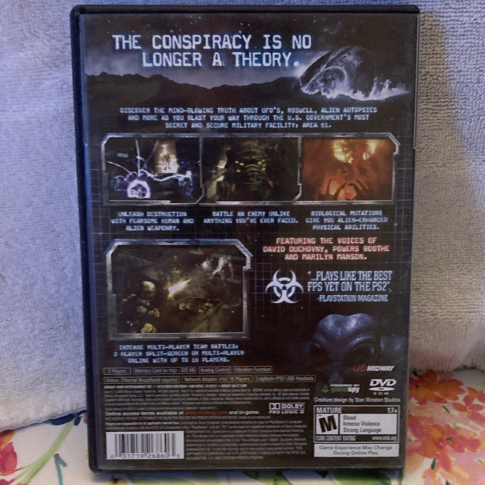 Midway Area 51 Sony PlayStation 2 PS2 Case & Disc, Online, M, NTSC-U/C