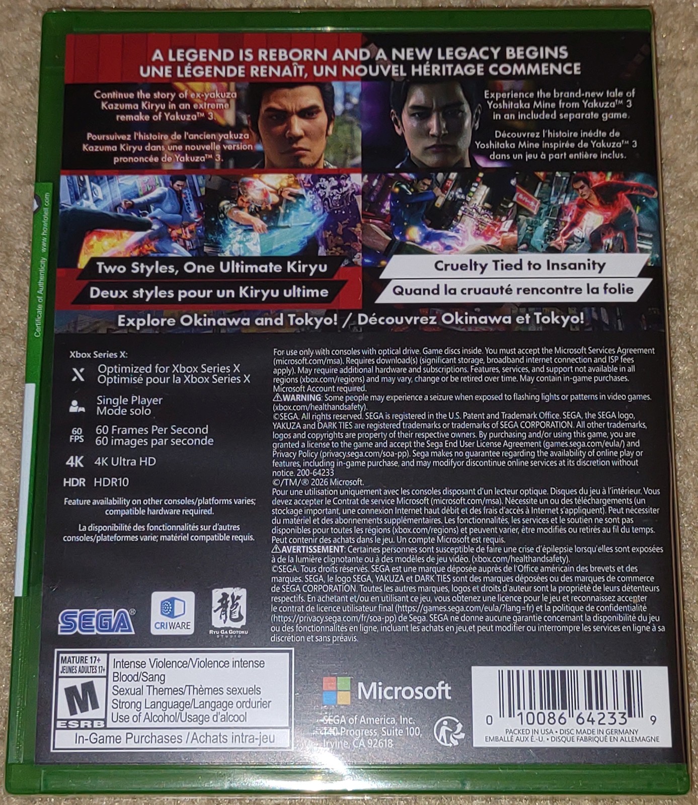 Xbox Series X Yakuza Kiwami 3 and Dark Ties SEGA Brand New Sealed