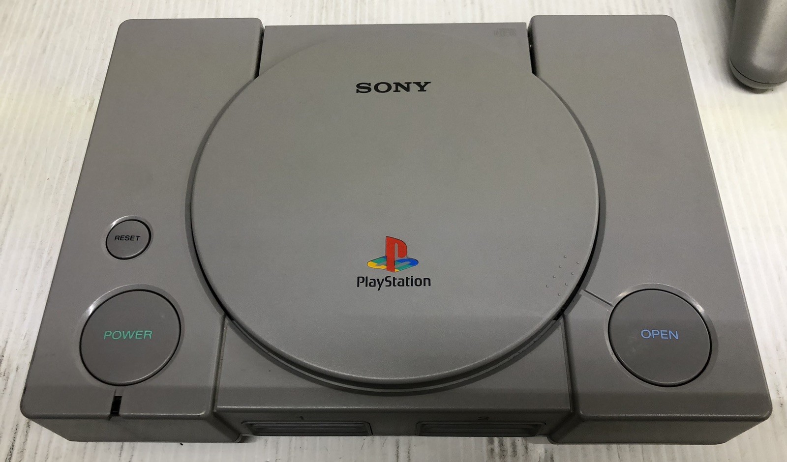 ORIGINAL PLAYSTATION 1 CONSOLE W/ CONTROLLERS TESTED WORKING GAME AND WHEEL LOT