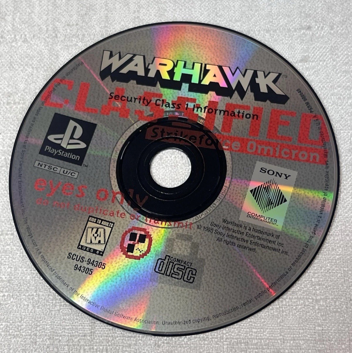 WarHawk – PlayStation 1 PS1 Video Game Disc only