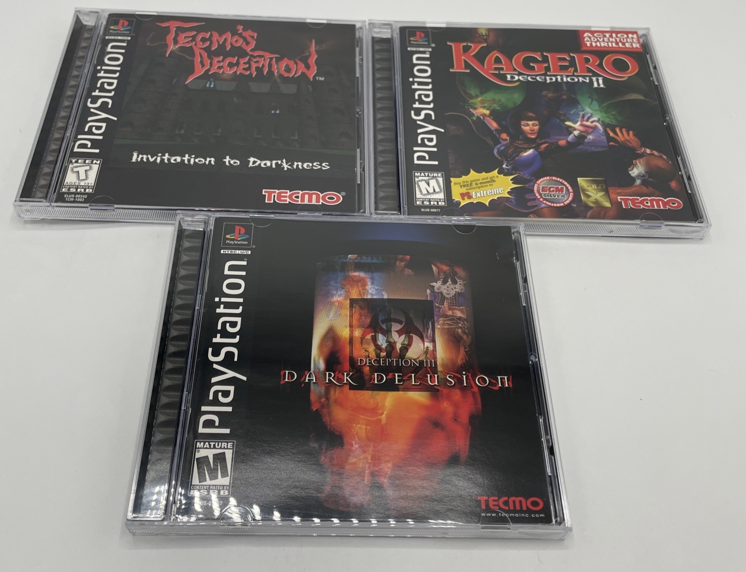 Tecmo’s Deception + Kagero + Dark Delusion 1-3 PS1 PlayStation 1 Lot Of 3 Games