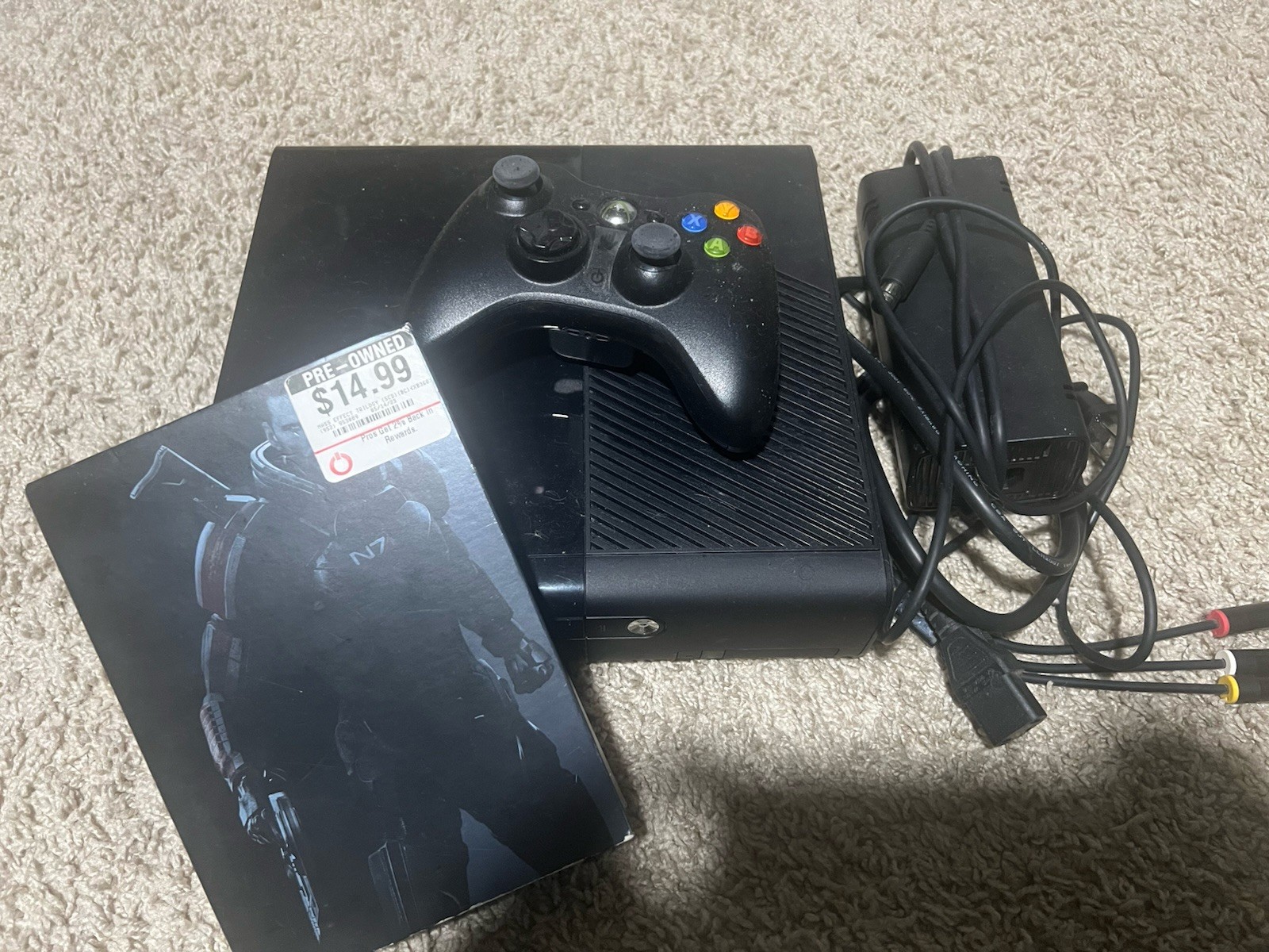 Microsoft Xbox 360 Black Bundle Lot with Controller and Mass Effect Games