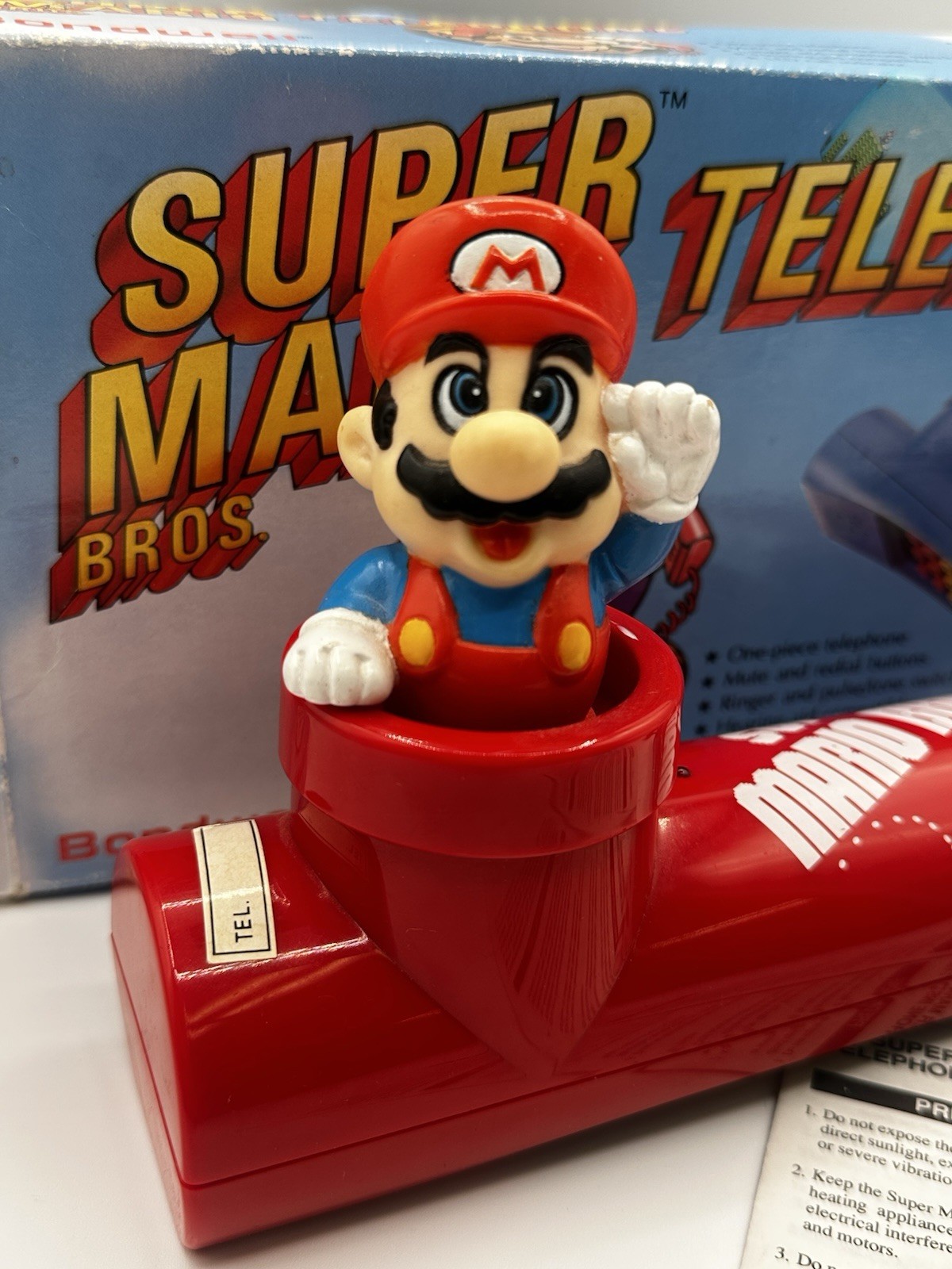 Super Mario Bros. Vintage 1990 Telephone Nintendo Blue Touch Working Condition