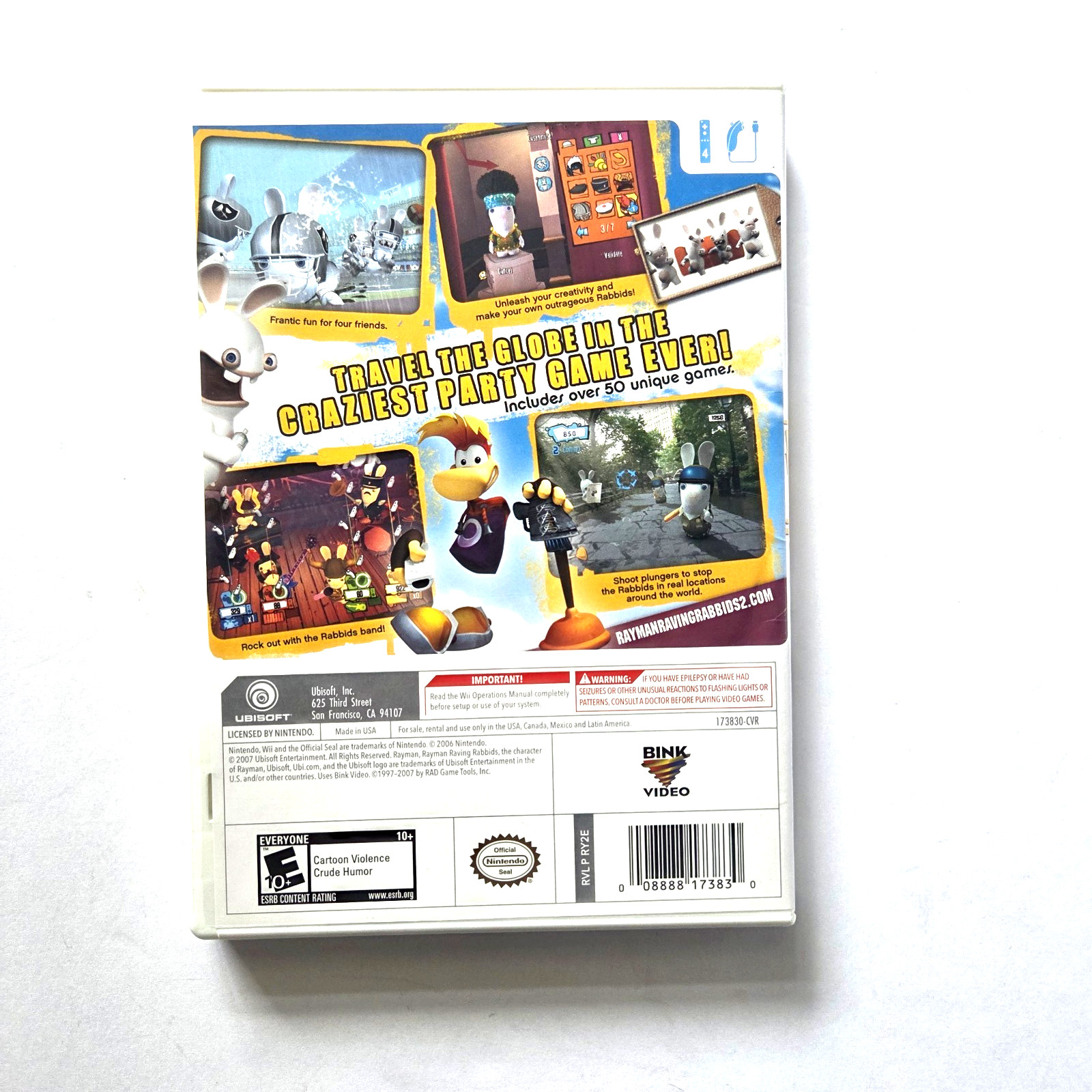 Rayman Raving Rabbids 2 (2007) Nintendo Wii CIB with Manual