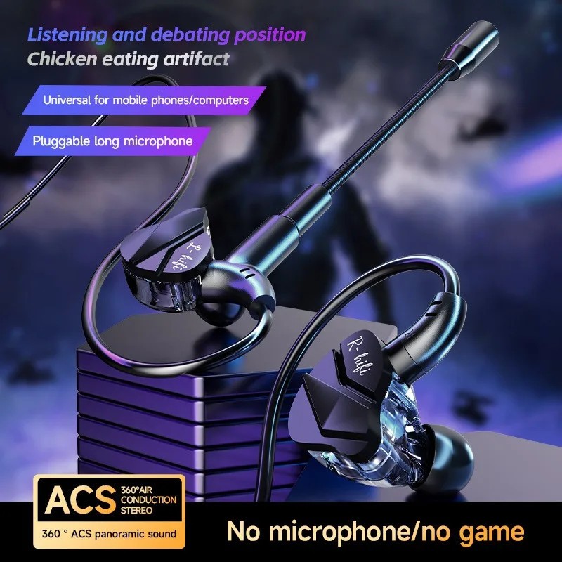 Gaming Earbuds 7.1 Surround Dual Mic Wired In-Ear Headset 3.5mm/Type-C
