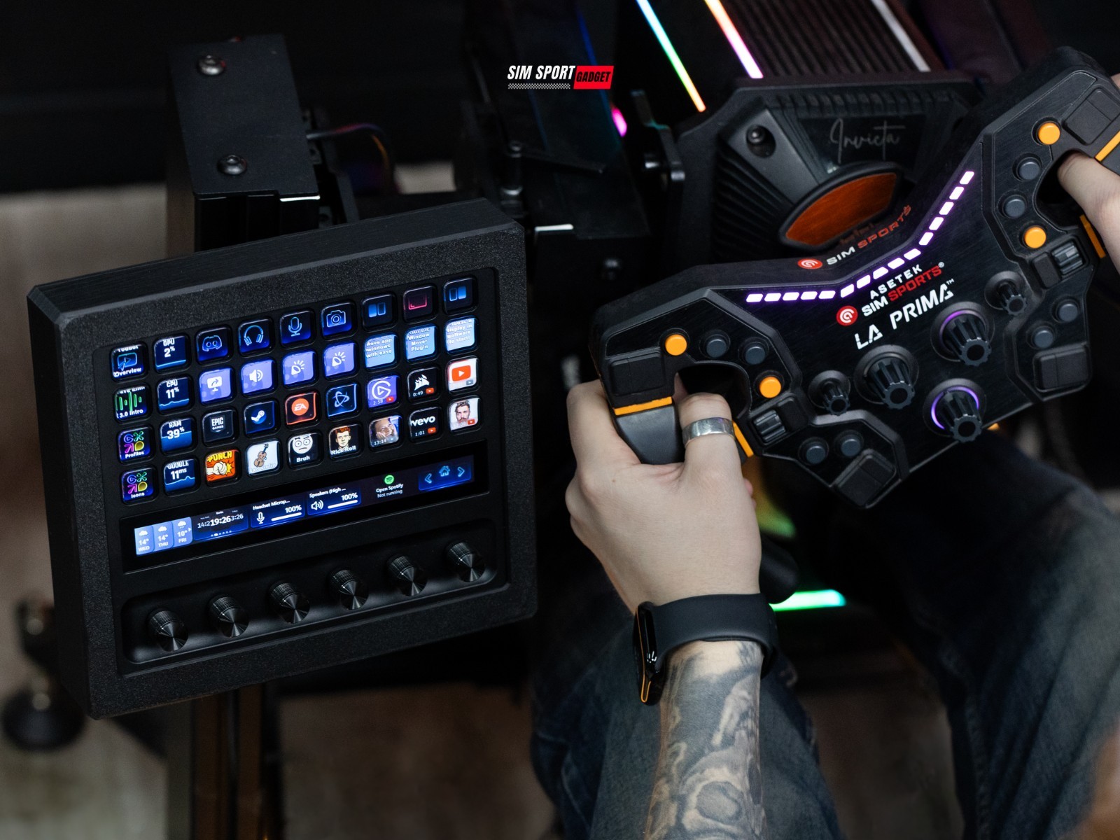 Stream Deck + XL Enclosure with Metal Swivel Mount for Sim Racing Rig