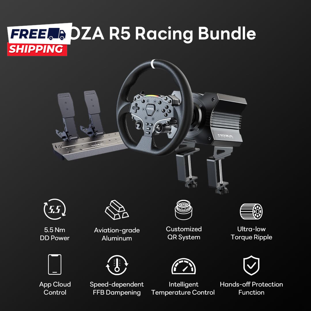 R5 All-In-One PC Gaming Racing Simulator 5.5Nm Direct Drive Wheel Base