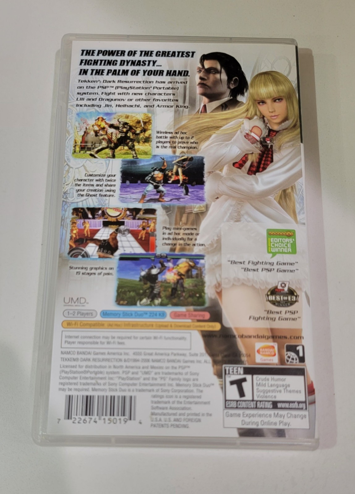 Sony PSP 1001 w/Tekken Dark Res + Hard Case & Original Charger
