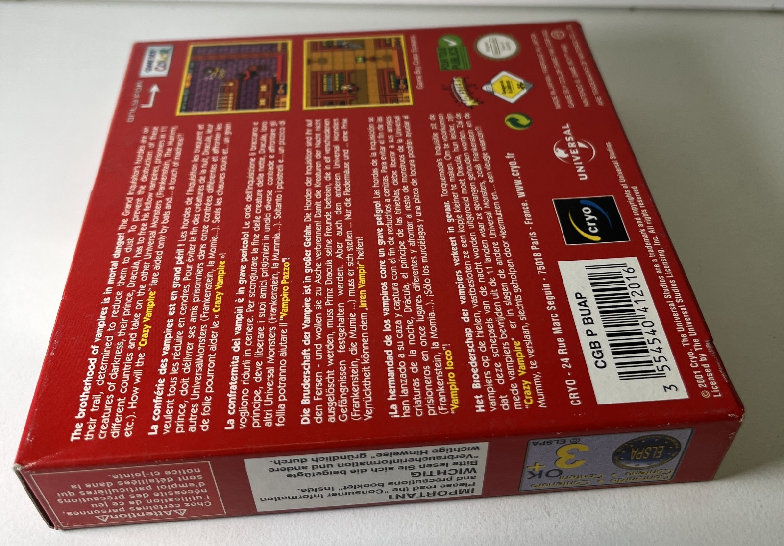 UNIVERSAL MONSTERS DRACULA CRAZY VAMPIRE NINTENDO GBC NEW PAL 2001