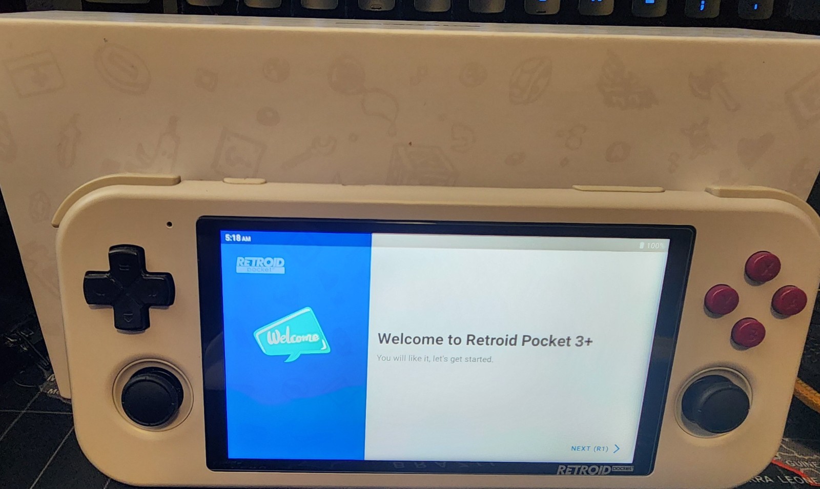 Retroid Pocket 3+ Handheld Gaming Console w/ Box and grip