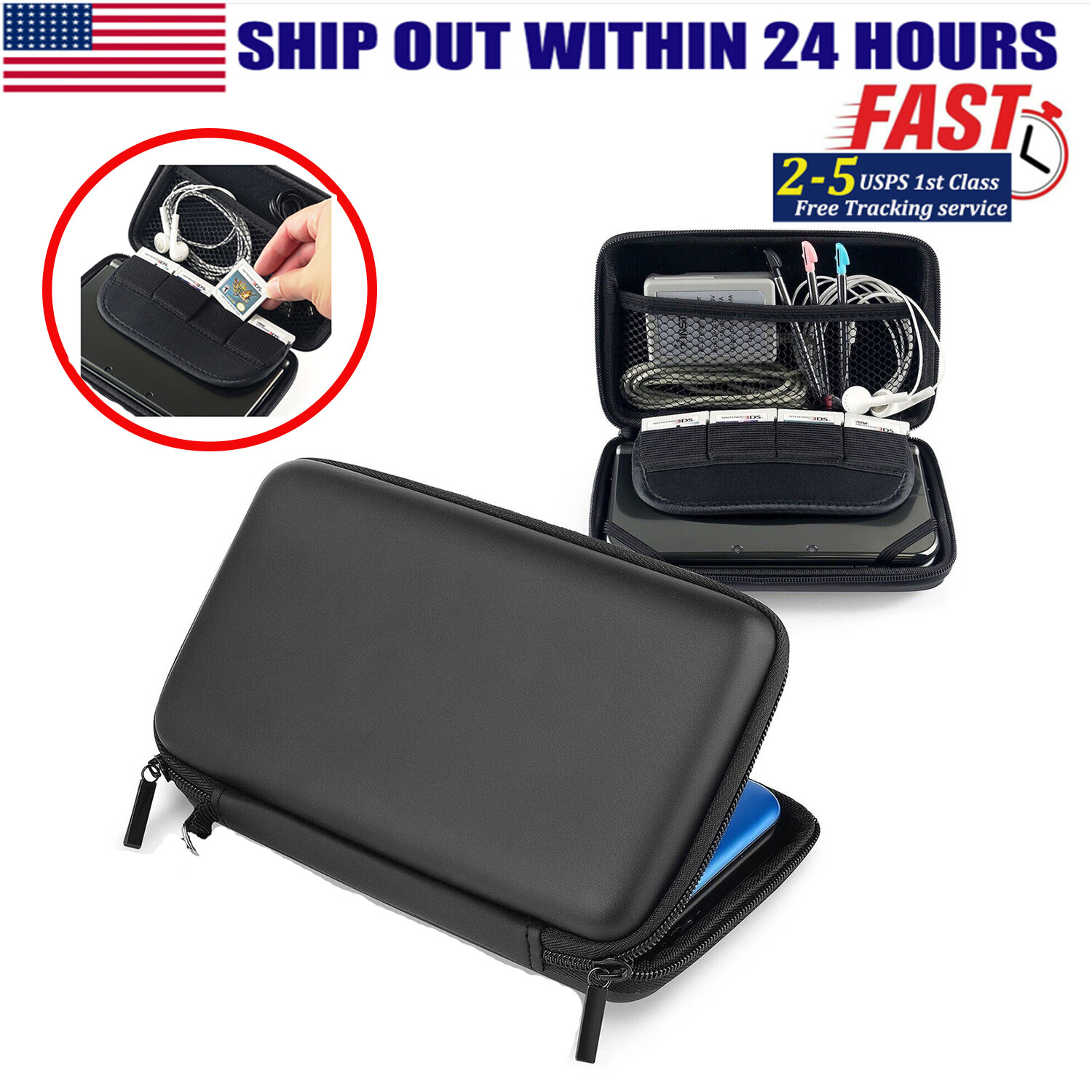 EVA Protective Travel Carrying Case Pouch For Nintendo New DS 2DS 3DS LL XL