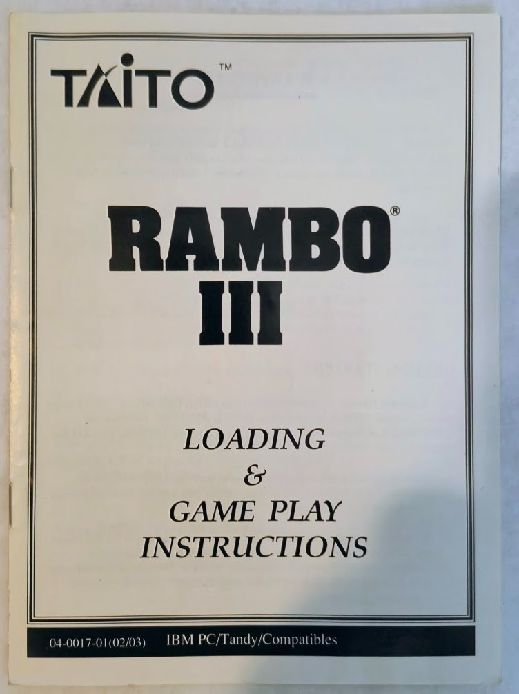 Rambo III Taito 1989 Vintage 5.25″ Floppy Disk PC Game Set & Manual IBM Tandy