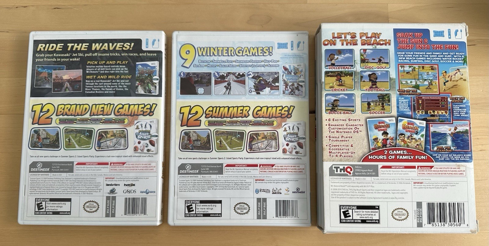2 for 1 Power Pack x2 & Big Beach Sports Double Pack – Rare CIB Nintendo Wii Lot