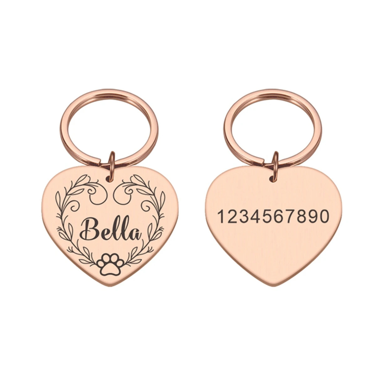 1 Pc Nice Dog Paw Prints and Vine Customized Text Cat Dog ID Tag Name with Cute