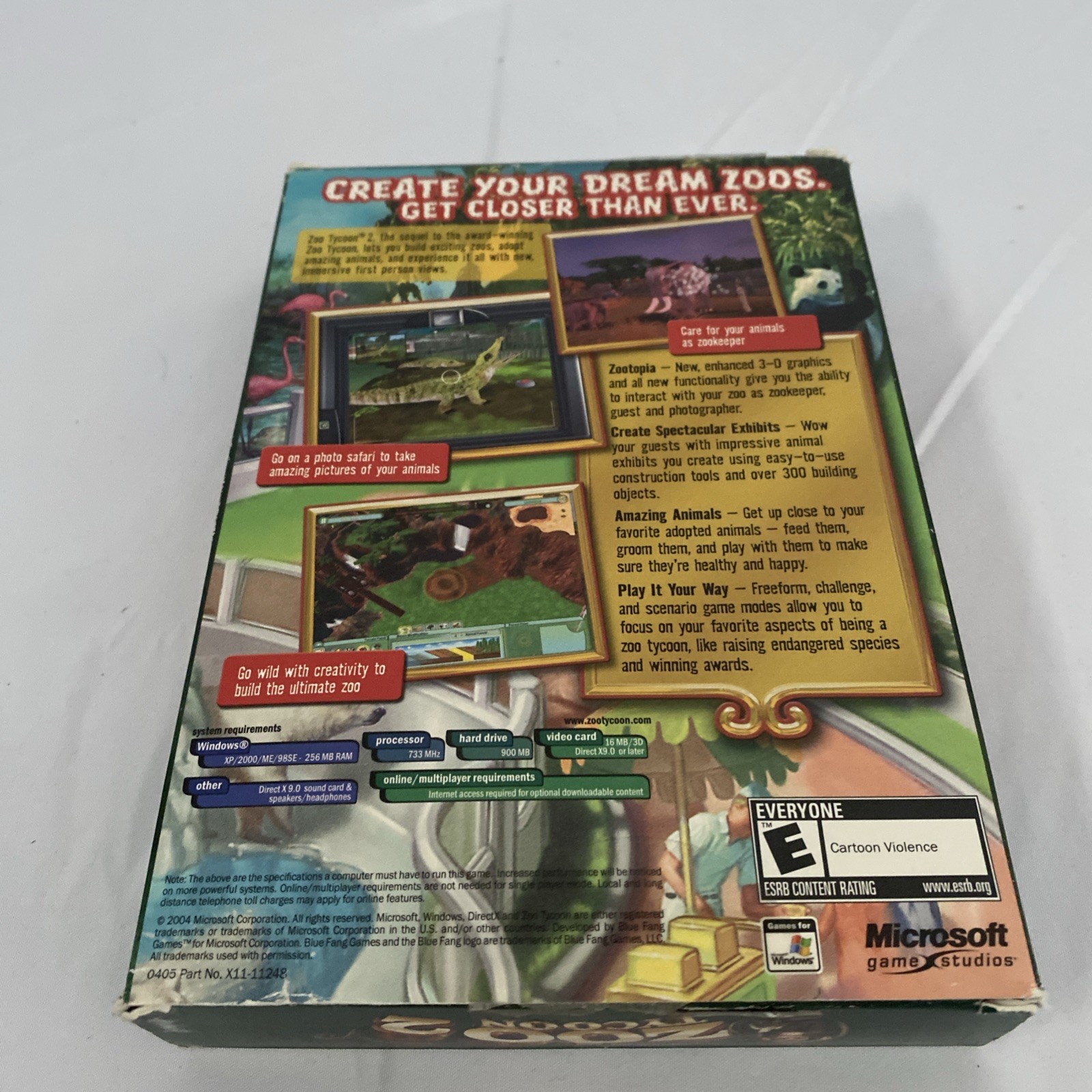 Zoo Tycoon 2 (PC, 2004) CD ROM Windows Computer Game – Microsoft – W Box/Manual