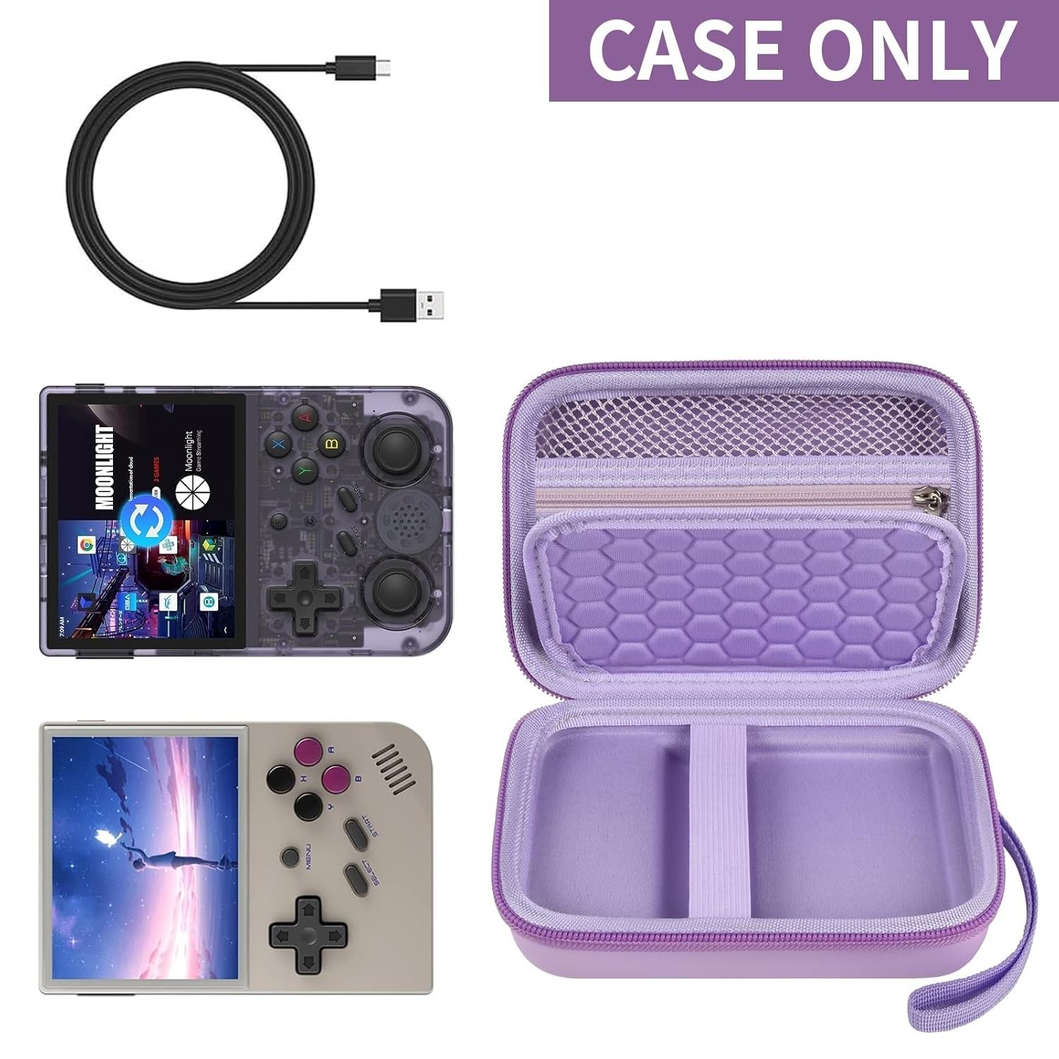 Shockproof and Waterproof Handheld Game Console Case with Accessories Pouch