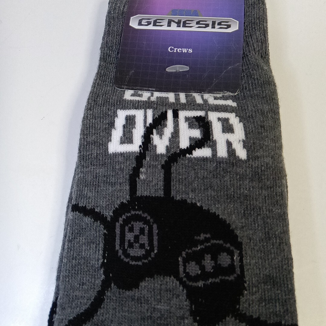 New Sega Genesis Gray And Black Game Over Controller Crew Socks Sizes 6-12 Mens