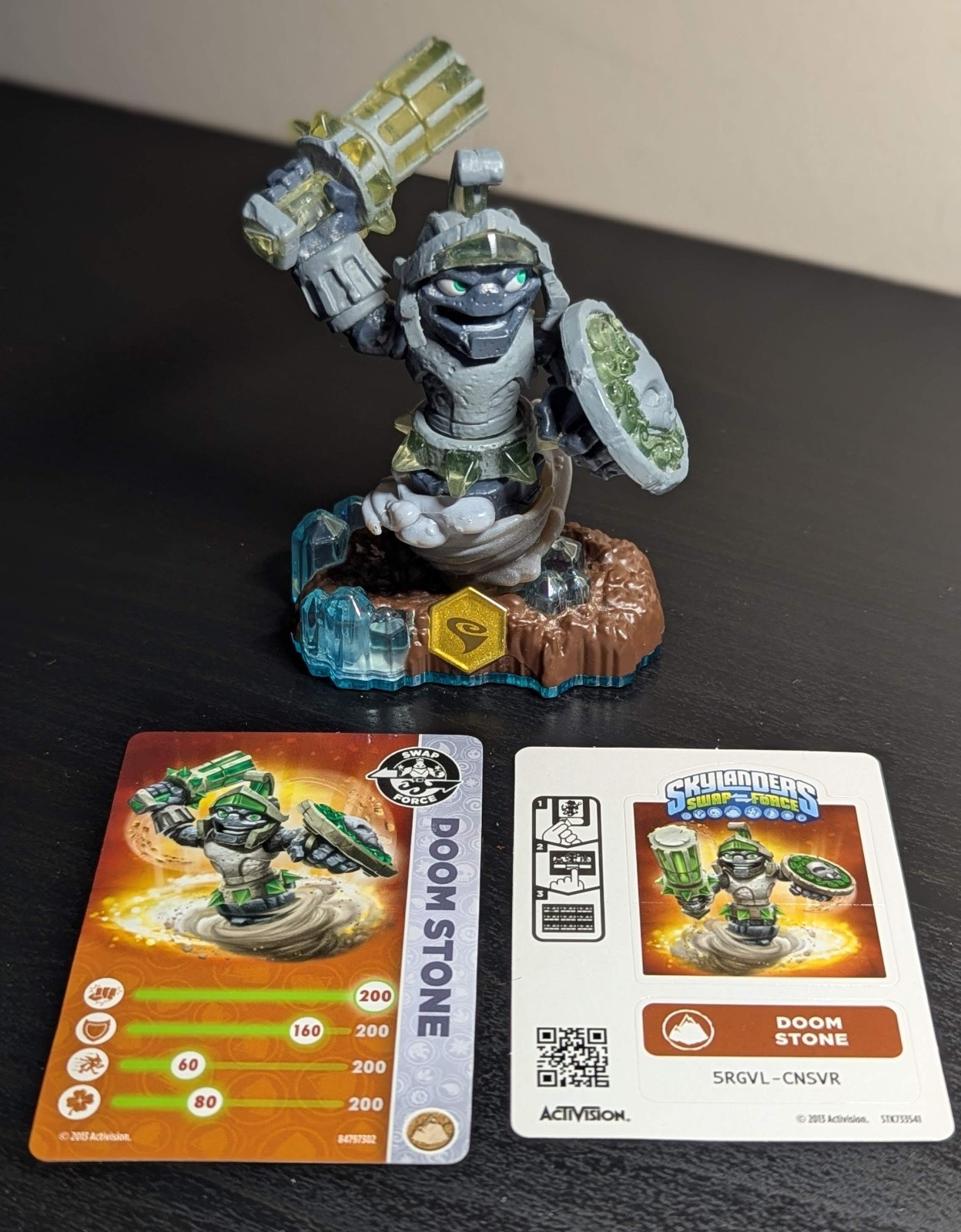 Skylanders Swap Force Doom Stone Figure Tested Working W/ Card and sticker Rare