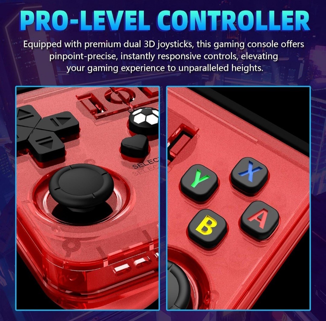 R36MAX Retro Handheld Console RED – 64GB Built-In Storage 18,000+ Games 4″ IPS