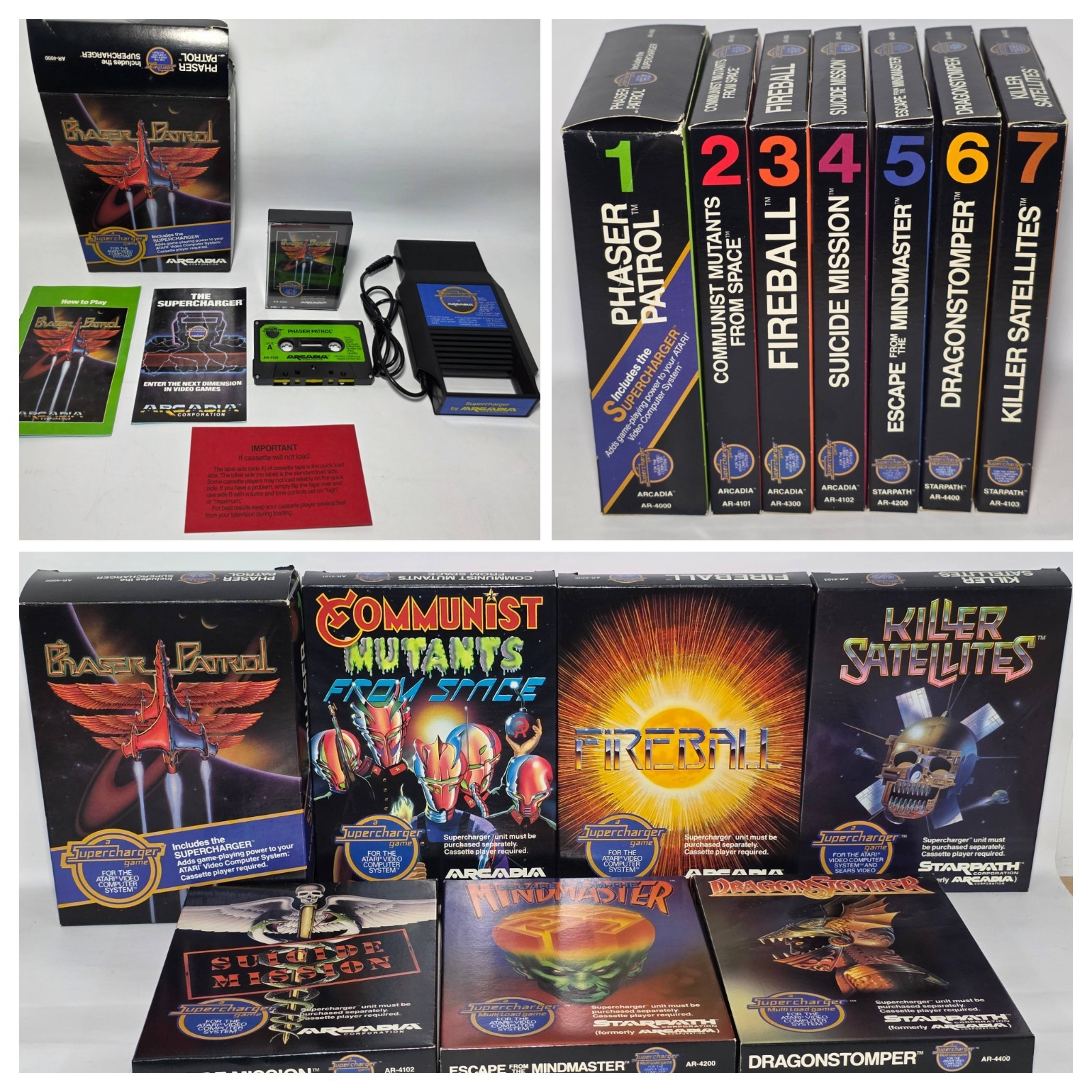 1-7 CIB MINTY Arcadia Starpath Supercharger Games Atari
