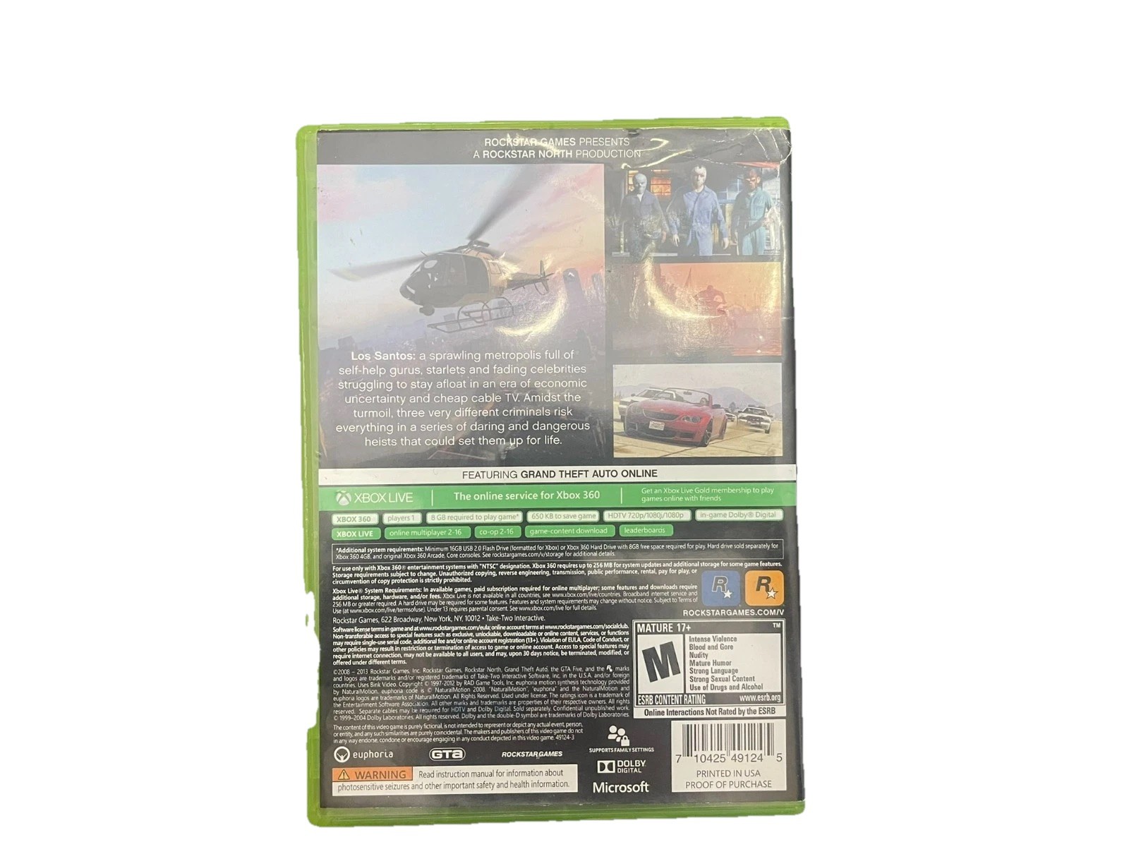 Grand Theft Auto V : GTA 5 : Xbox 360 : Tested : Manual Included : No Map