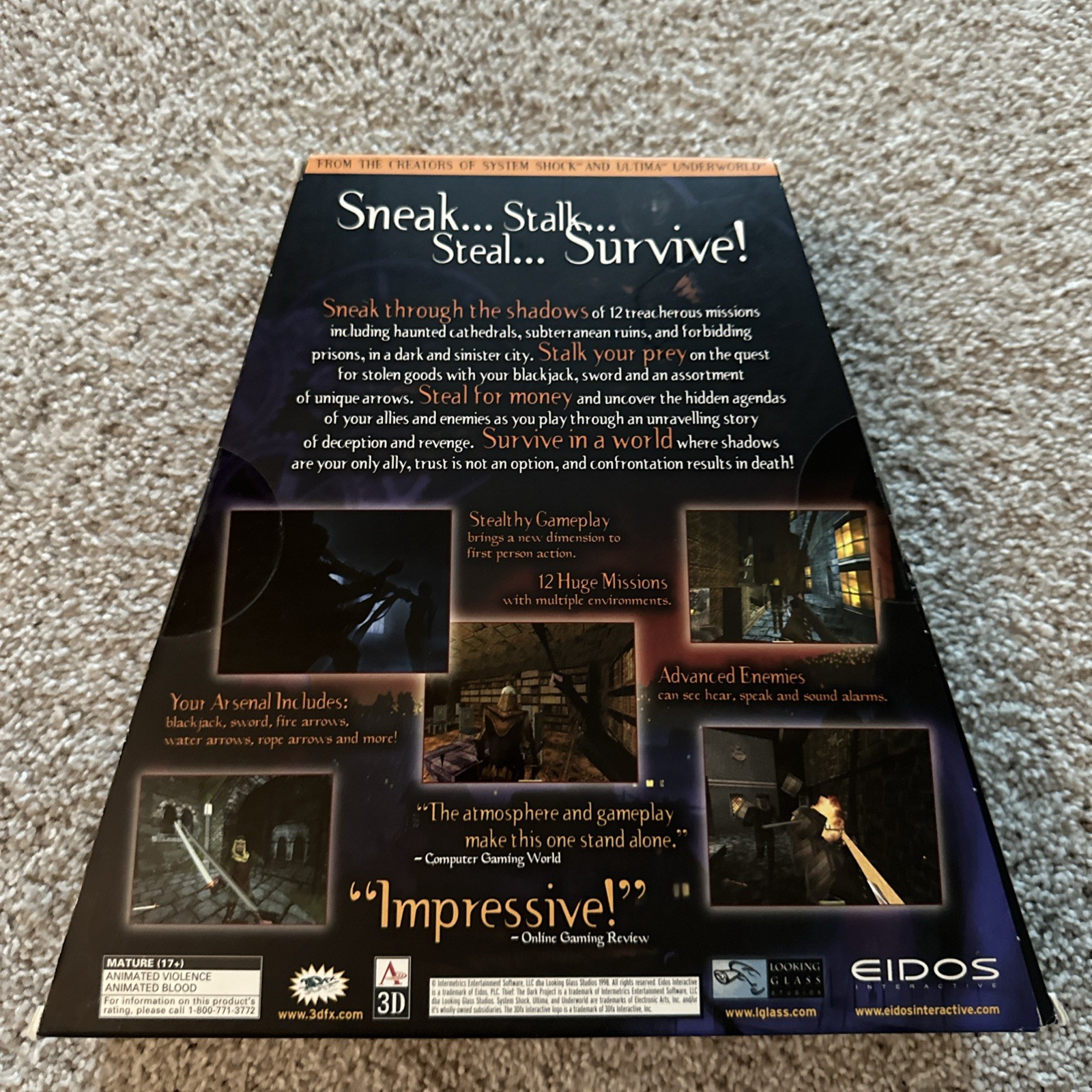 Thief Dark Project EIDOS Trapezoid Big Box PC Game W/ Demo Disk 1998