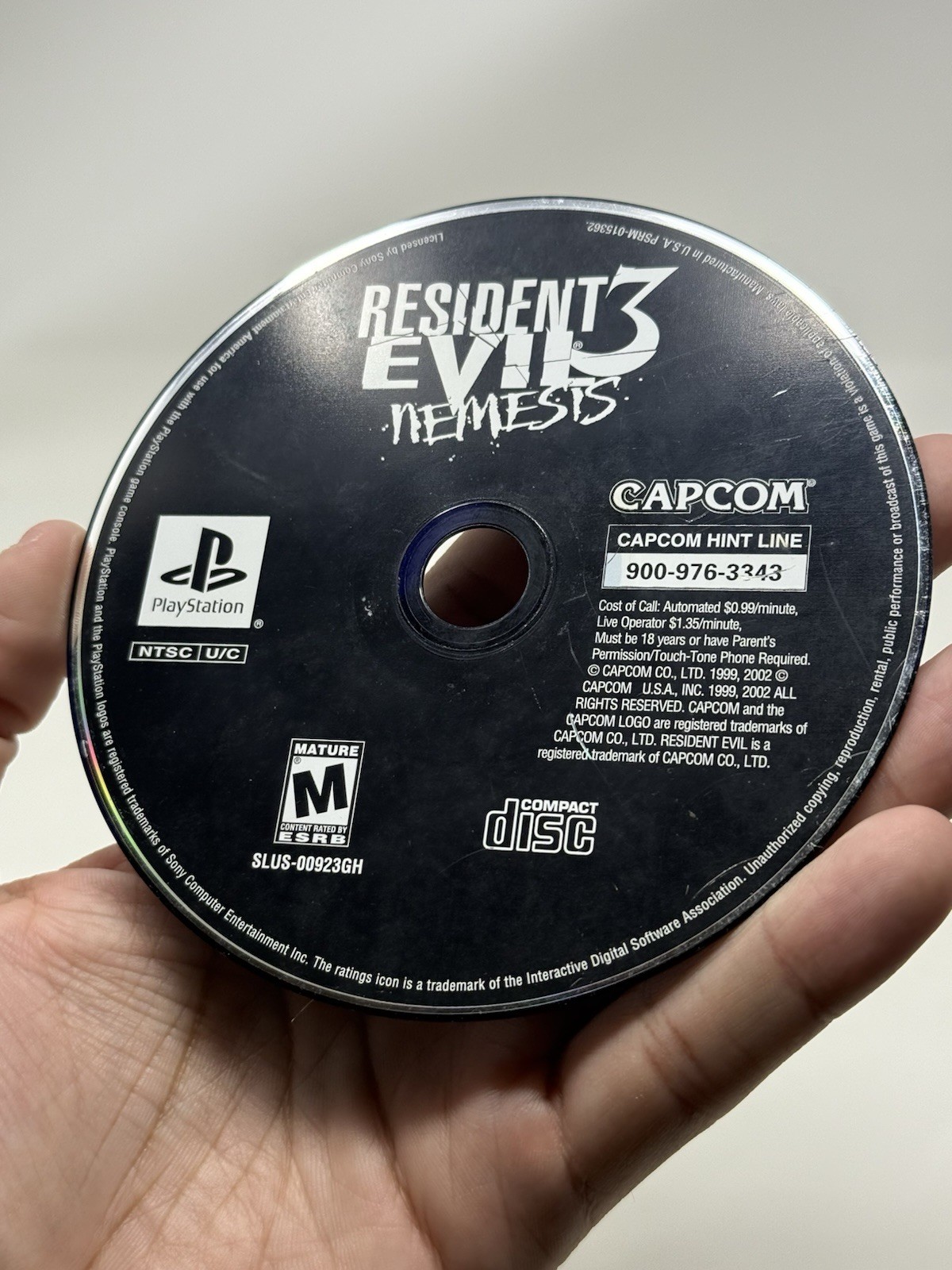 Resident Evil 3 Nemesis PS1 PlayStation 1 Mint Disc Only Authentic Tested Works