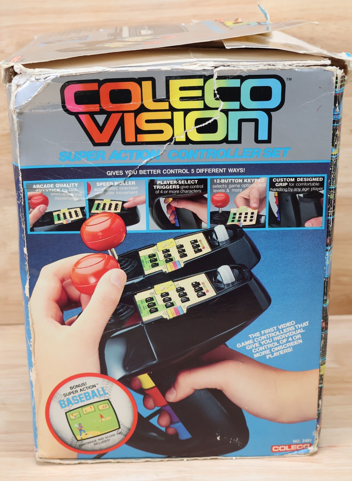 ColecoVision Super Action Controller Set With Box Baseball Game & Manual 1983