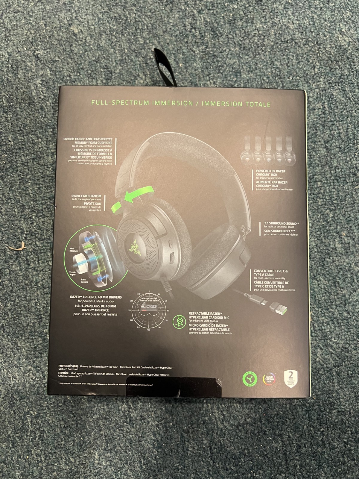 Razer – Kraken V4 X Wired Gaming Headset – Retractable Mic- 7.1 Surround – Black