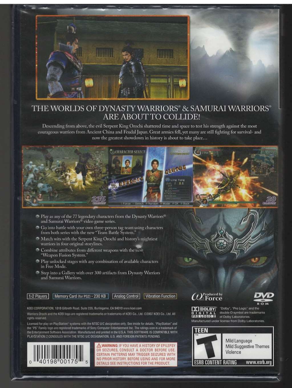 Warriors Orochi PS2 (Brand New Factory Sealed US Version) Playstation 2