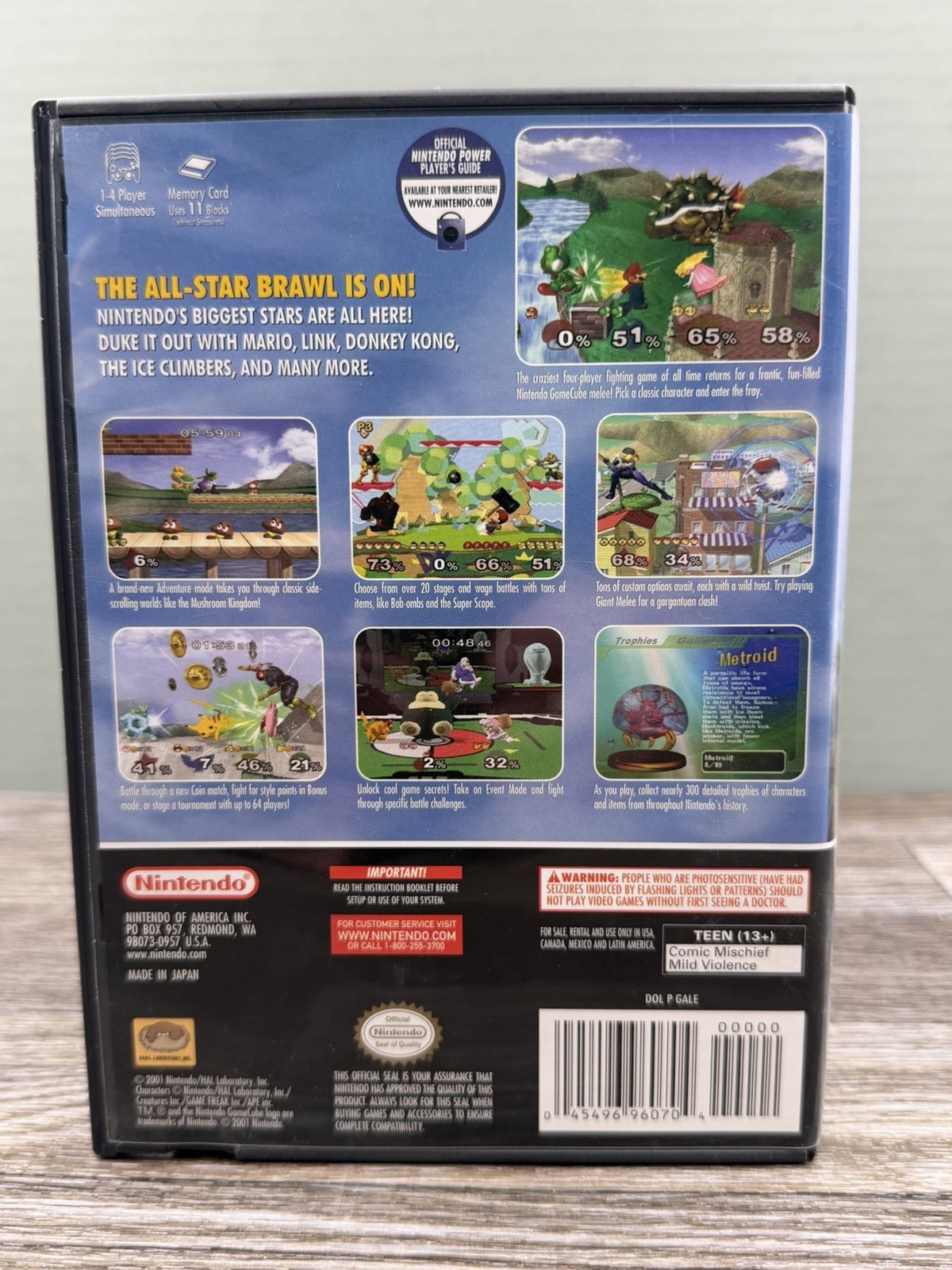 Super Smash Bros Melee (Nintendo GameCube, 2001) Not For Resale- No Manual