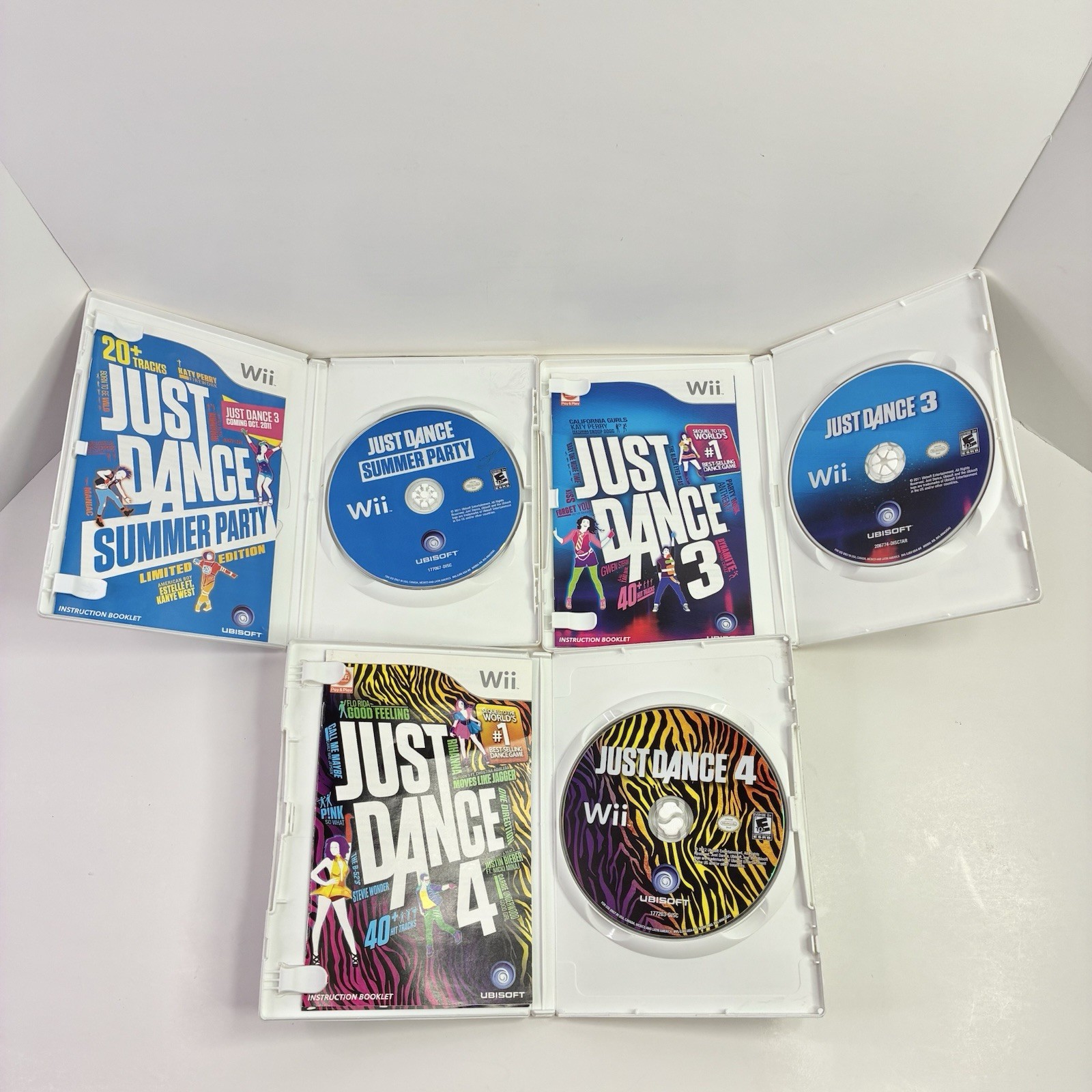 Just Dance 3 4 & Summer Party Bundle Nintendo Wii Dance Party Family Tested*READ