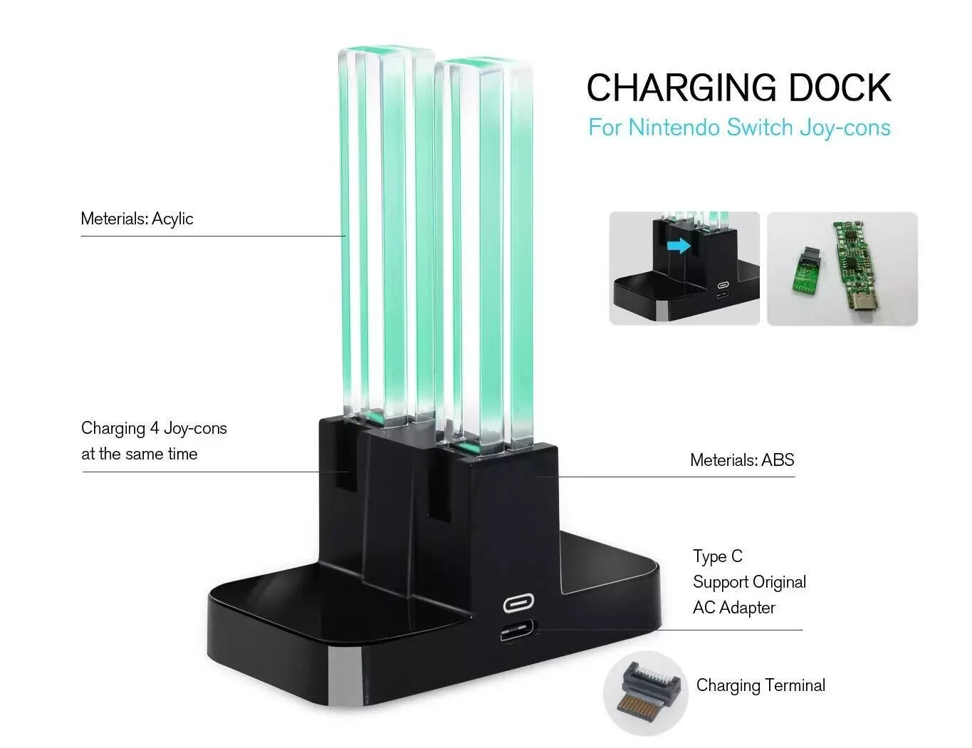 New Switch Controller Charger for Nintendo Switch Joy-Cons Charging Dock Station