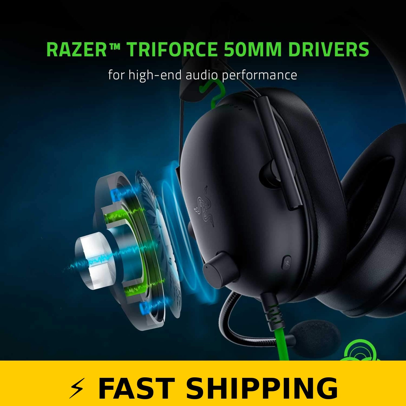 Razer BlackShark V2 X Gaming Headset – 7.1 Surround Sound – Black