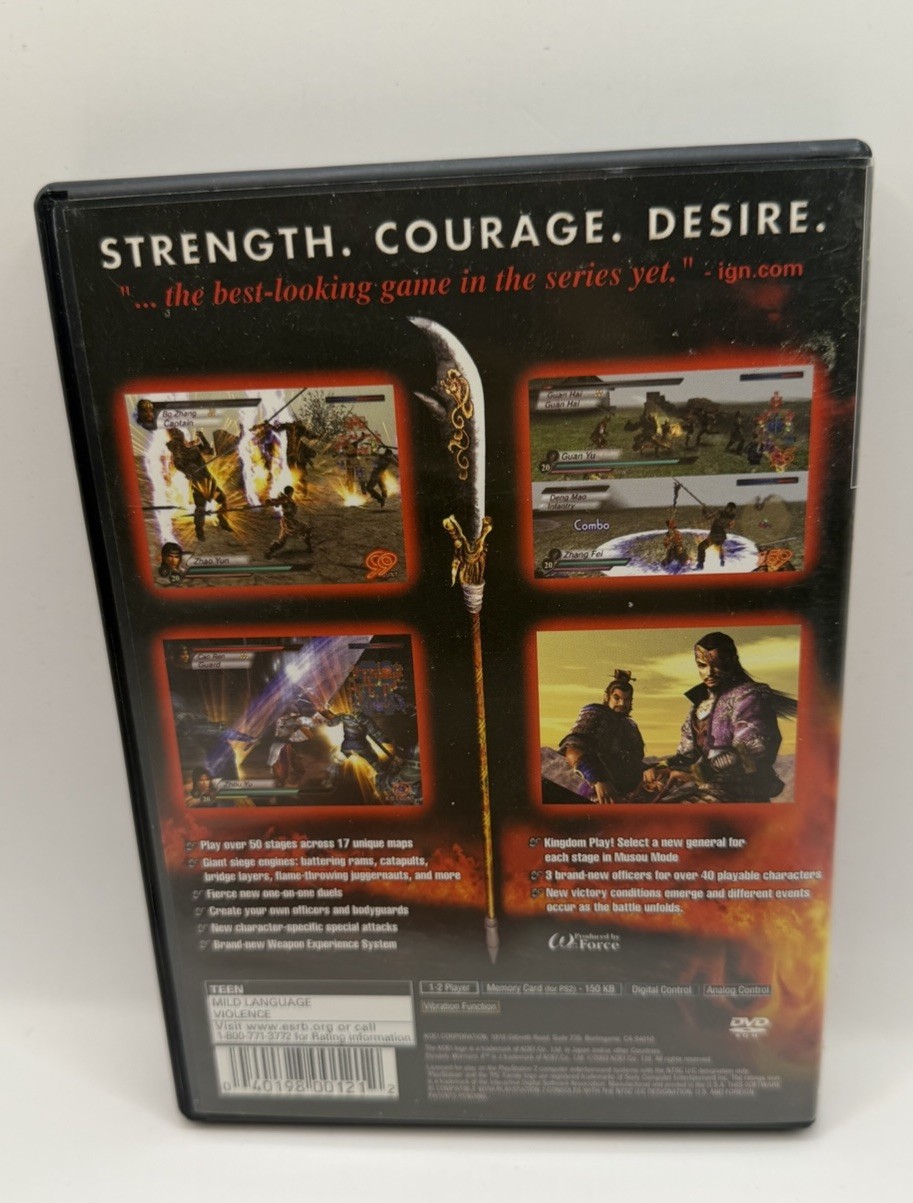 DYNASTY WARRIORS 4 CIB CASE MANUAL DISC W/ REG CARD Playstation 2 PS2 TESTED
