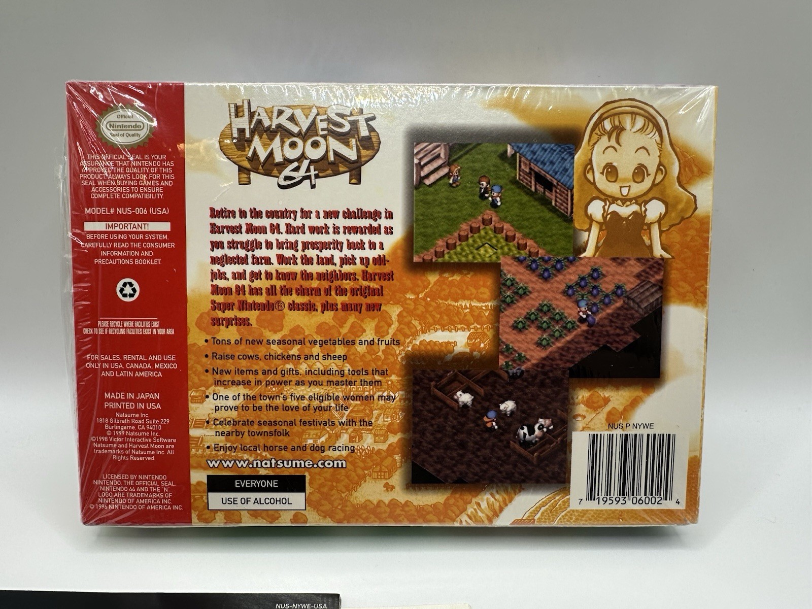 Harvest Moon 64 (Nintendo 64, 1999) N64 Complete Cellophane CIB Rare