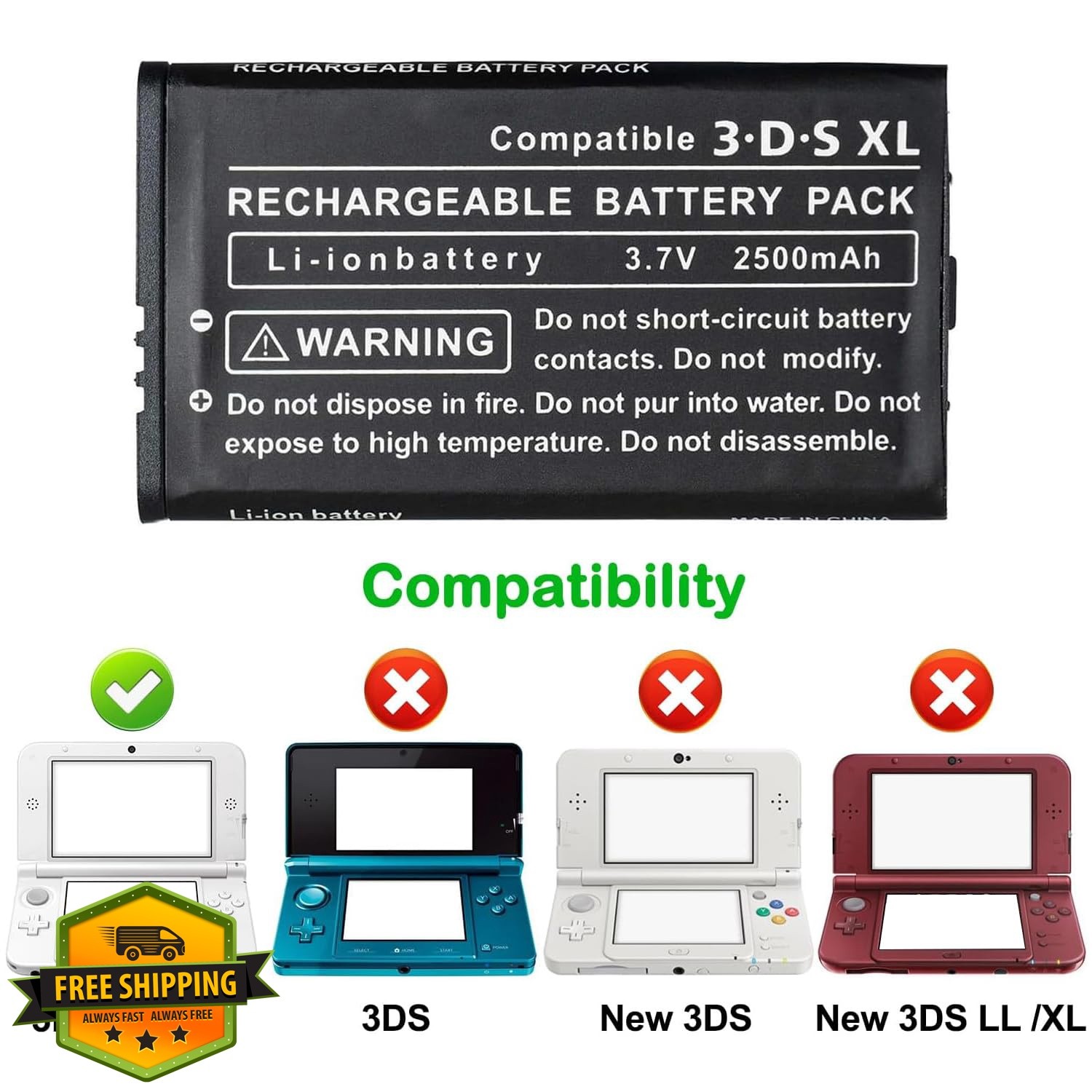 OSTENT 3DS LL XL Rechargeable Lithium-ion Battery Tool Kit