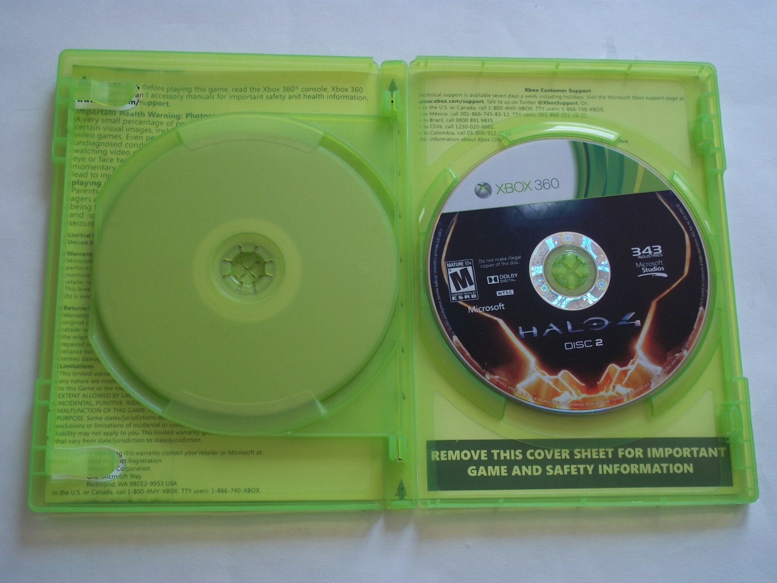 HALO 4 – Rated M – XBOX 360 Game Disc X2 & Case 343 Industries Microsoft Studios