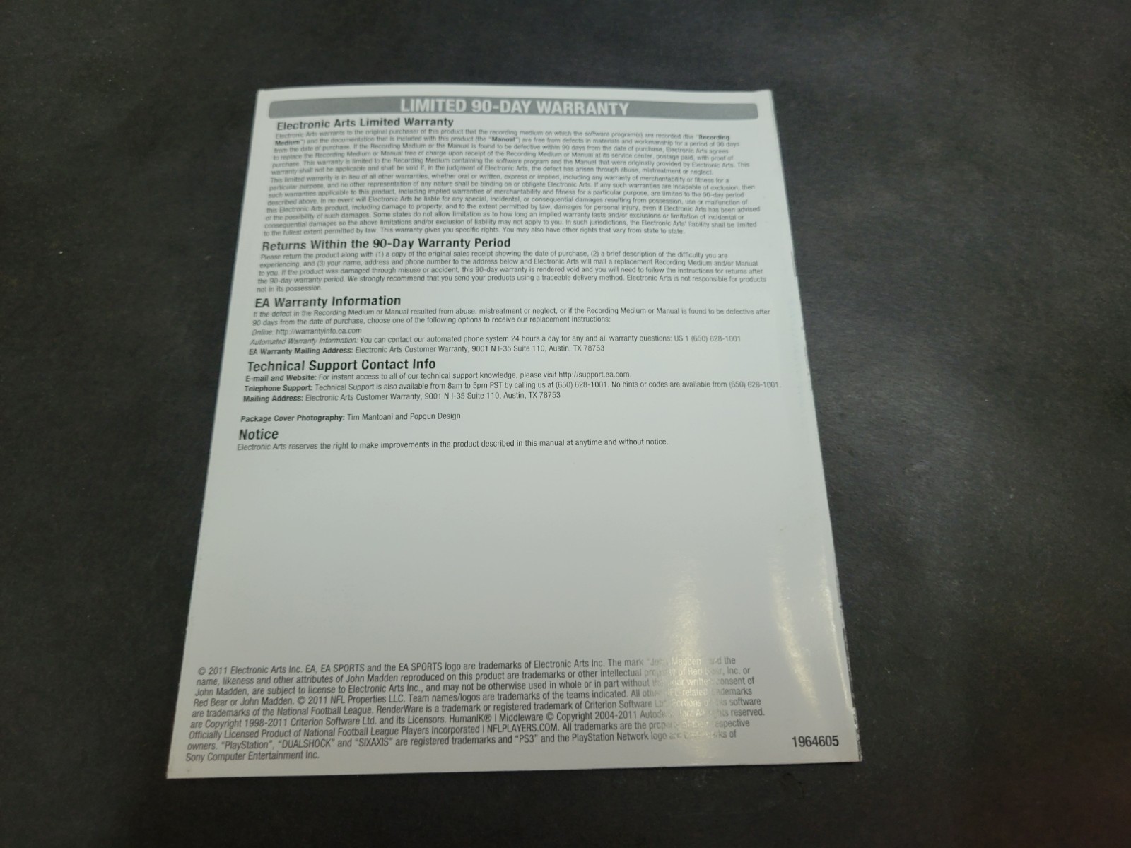 Madden 12 NFL Football 2012 PS3 Playstation 3 Instruction Manual Only