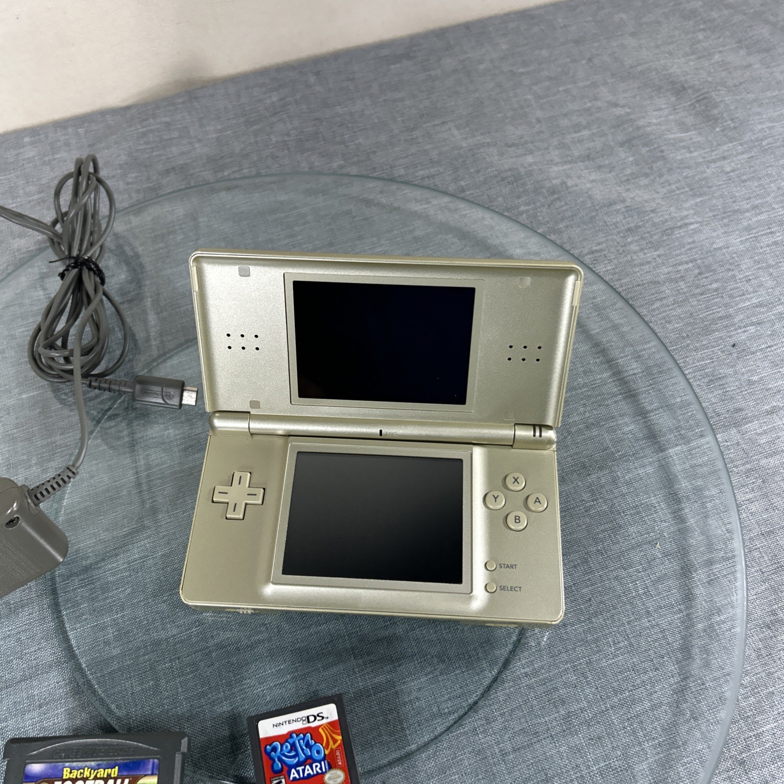 Nintendo DS Lite Gold Zelda Edition Handheld Console w/ Triforce Logo Charger