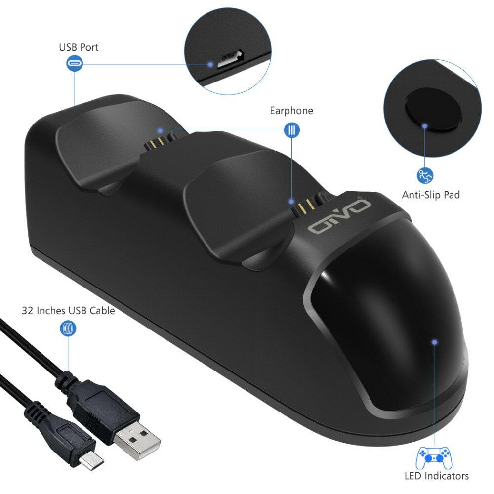 Controller For PS4 Charging Dual Charger Stand with Status Display Screen