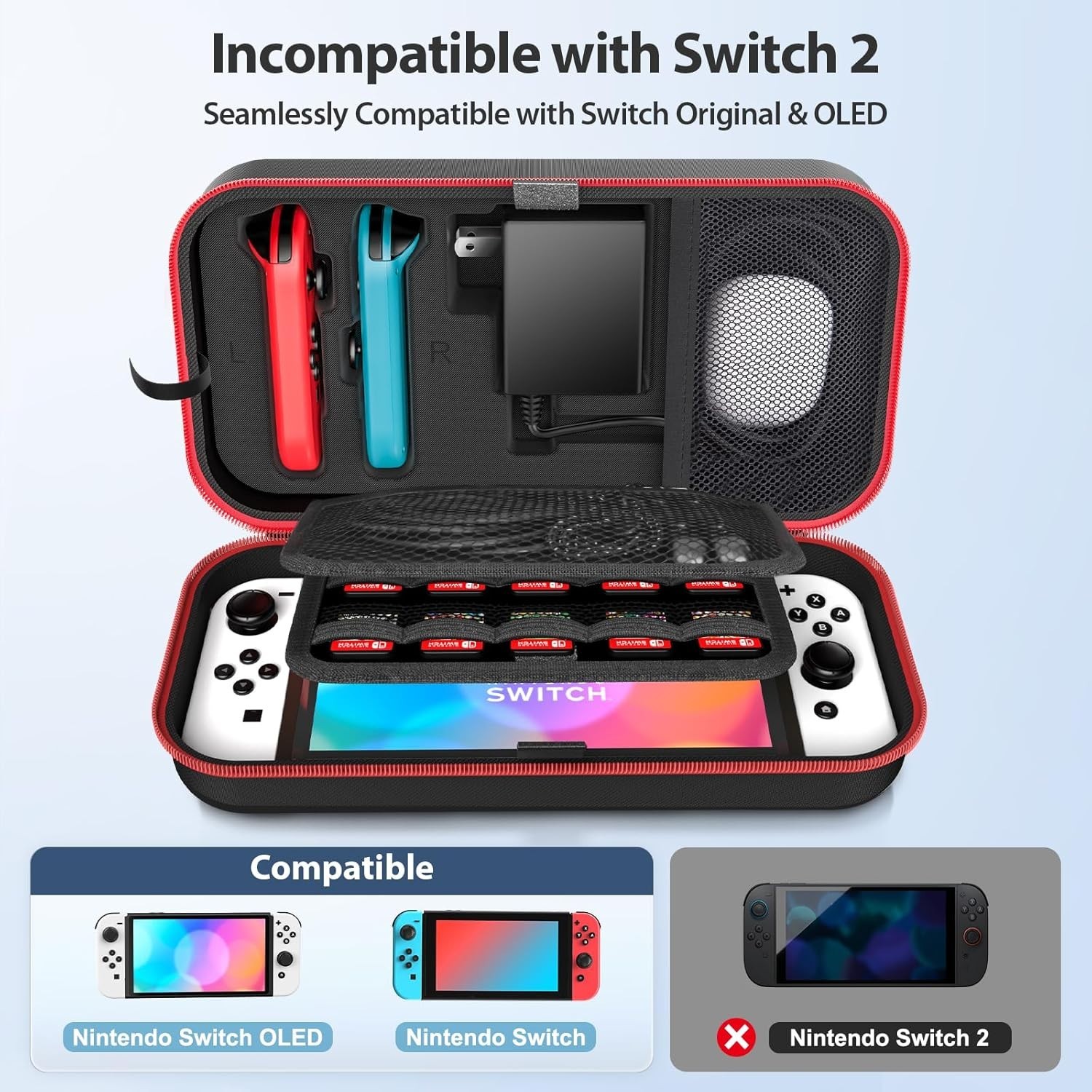 Switch Carrying Case Compatible with Nintendo OLED, Portable Switch Travel C…