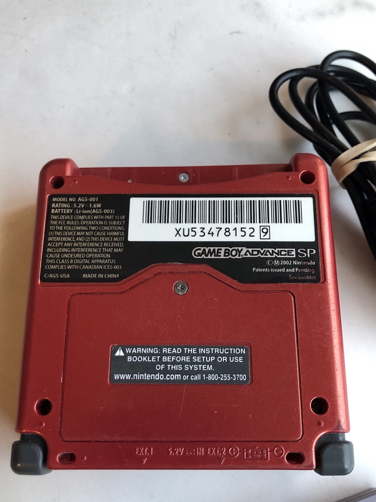 Gameboy Advance SP GBA Flame Red Ags-001 Tested USA With Charger game
