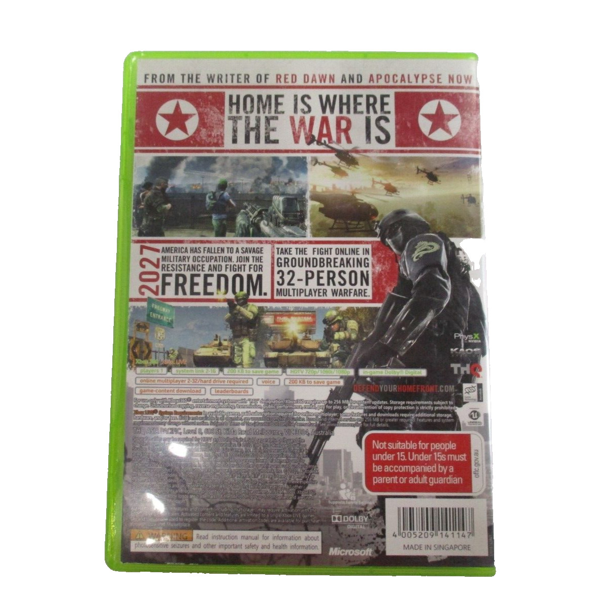 Homefront XBOX 360 MA15+ PAL R4 + Manual 2010 Epic Games Tested