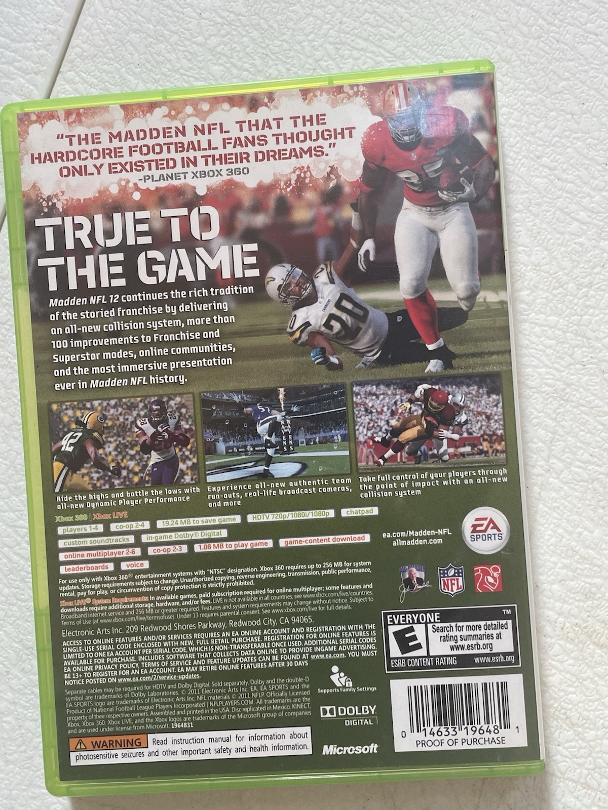 EA Sports Madden NFL 12 Xbox 360 Sports Game E-Everyone