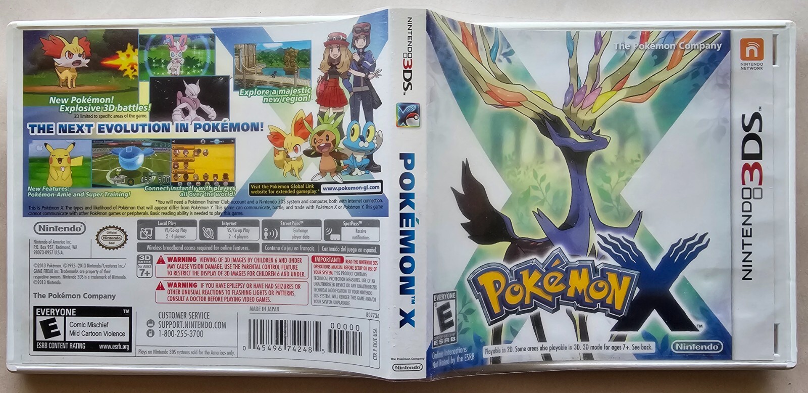 Pokemon X 3DS (Nintendo 3DS, 2013) Case and Cover Art Only, No Game
