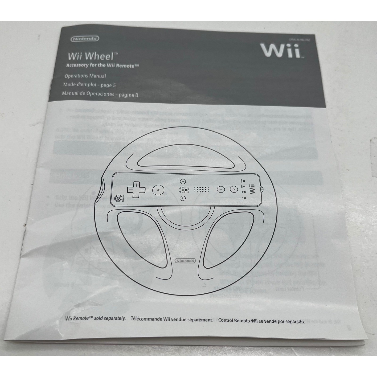 Nintendo Wii Wheel Mario Kart Official Accessory RVL-024 White with Box Manual