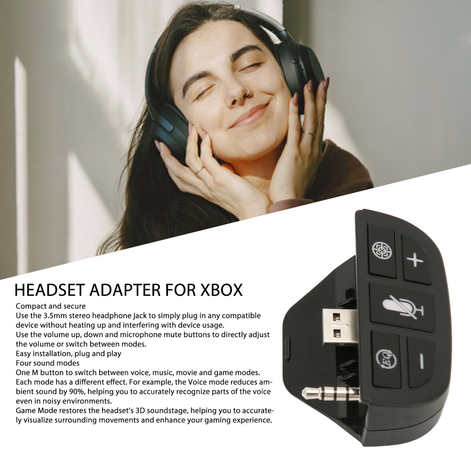 ¸Stereo Headset Adapter For Voice Control 3.5mm Stereo Sound Jack Sound New